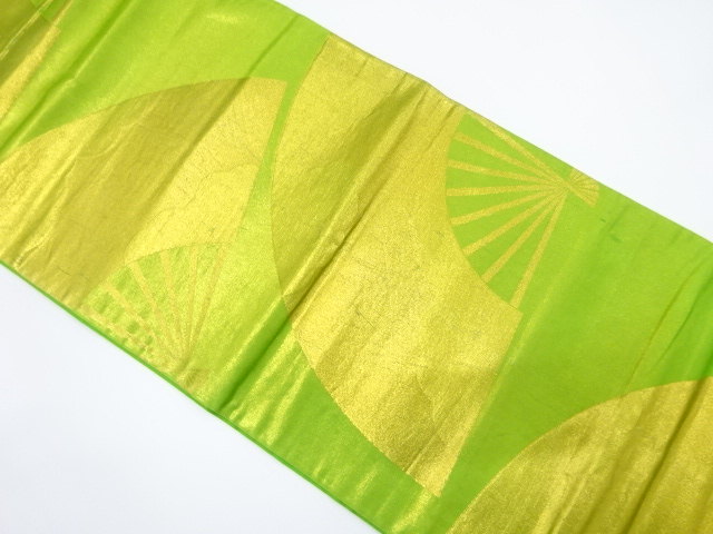 JAPANESE KIMONO / ANTIQUE FUKURO OBI / SILK / WOVEN FAN & CLOUD